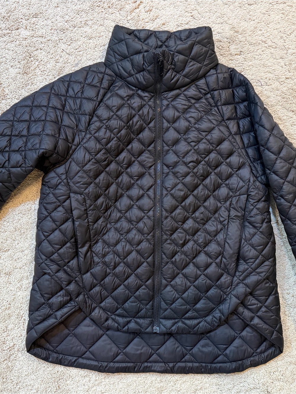 Athleta Whisper Featherless Puffer Jacket Black Quilted Coat Active Size S